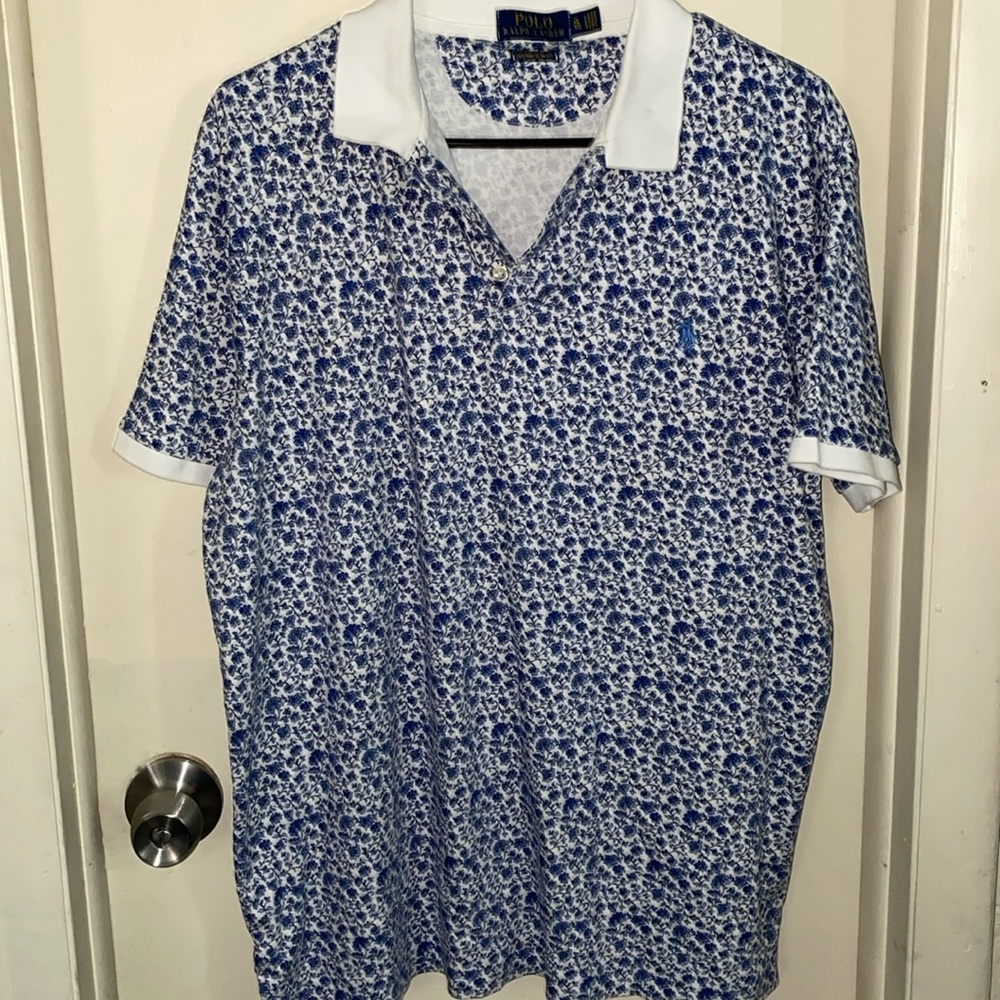 POLO RALPH LAUREN MEN SHIRT XL BLUE FLOWER